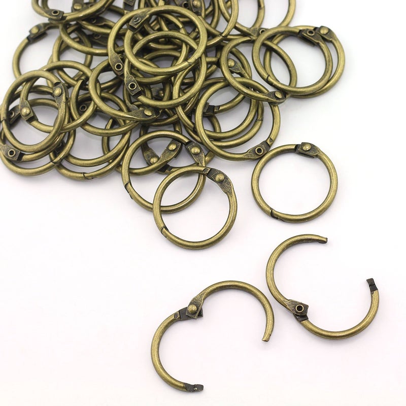 Lind Kitchen 50pcs 1" Bronze Book Ring Metal Loose Leaf Book Binder Hinged Buckle Rings Scrapbook Sketchbook Craft Photo Album DIY Binding Ring 25.4mm - Image 1
